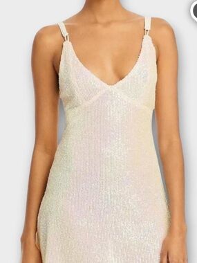 Iridescent Cream Sequin Mini Dress